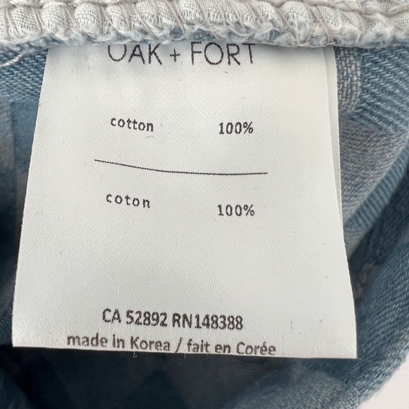 Oak + Fort Jeans Checkered Size XS Straight Leg Light Medium Wash High Rise - Picture 6 of 6